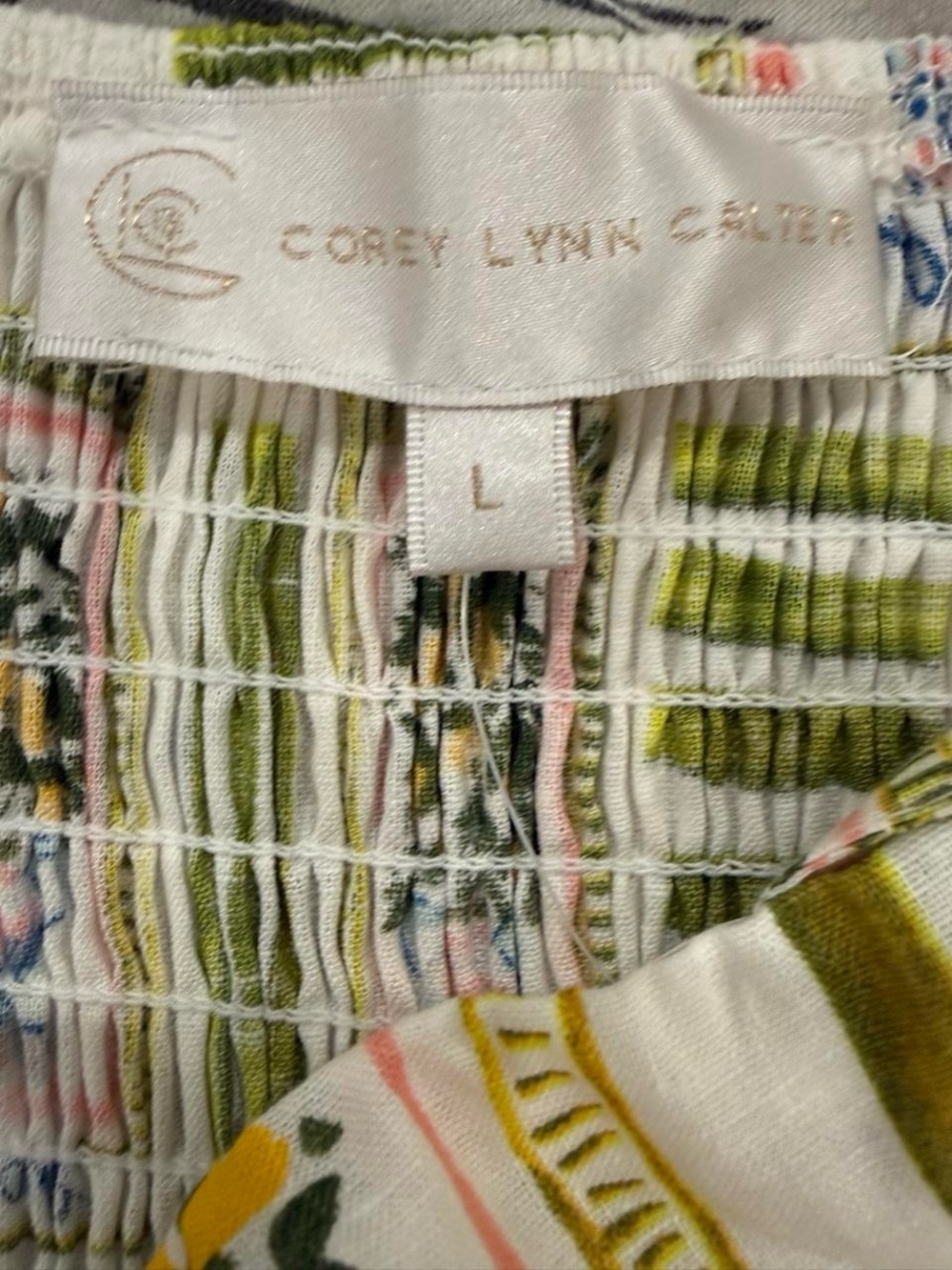 NWOT CLC Corey Lynn Calter Cordelia Lemon Tile Print Midi Dress SZ L - Picture 6 of 8